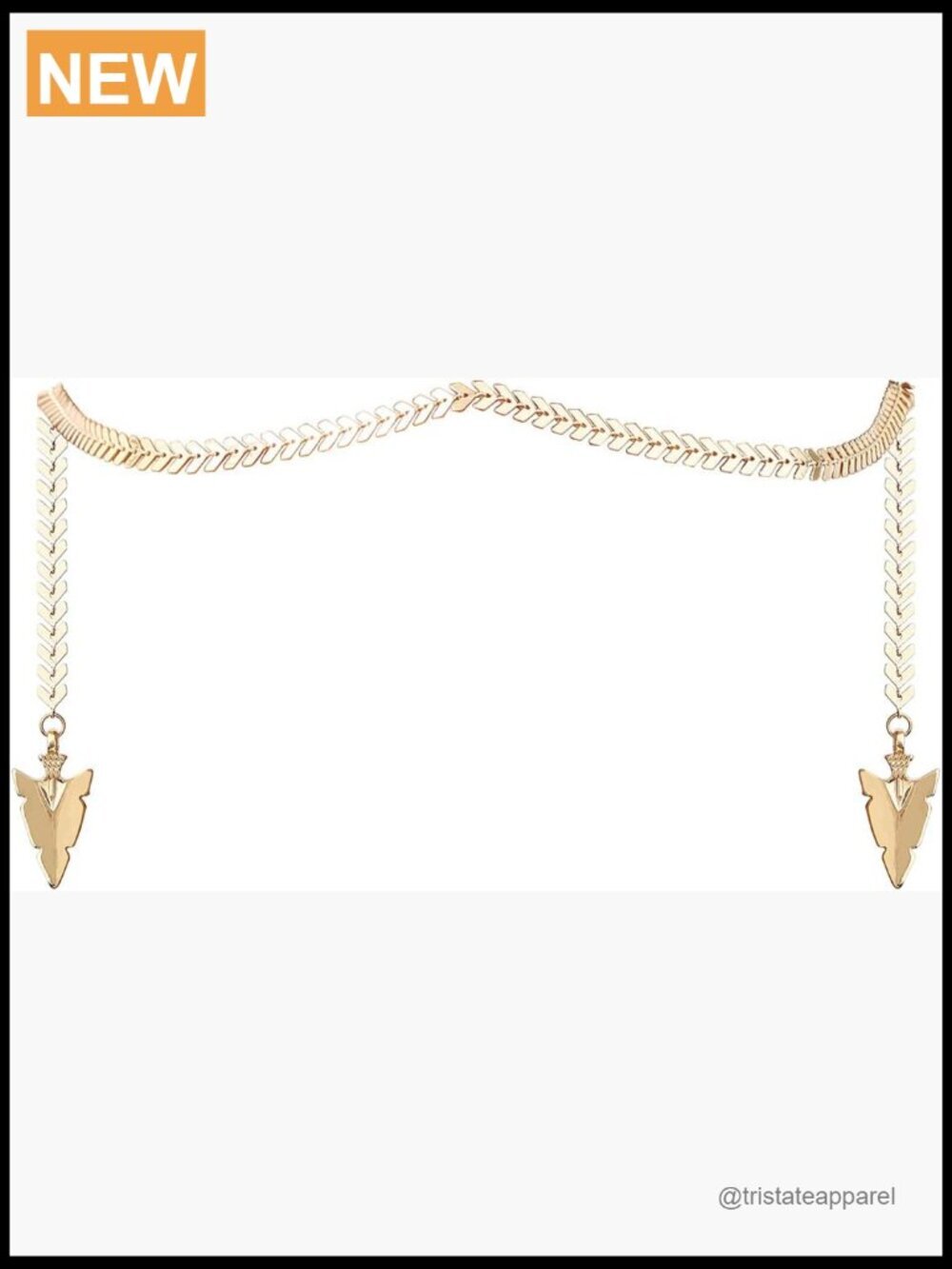 Gold Plated Face Chain with Crystals Pendant Necklace Headpiece
